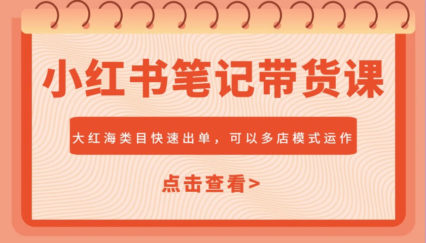 小红书笔记带货课,大红海类目快速出单,市场大,可以多店模式运作(更新)-星火轻创