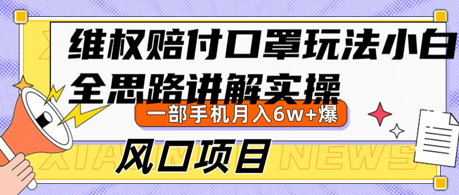 维权赔付口罩玩法，小白也能月入6w+，风口项目实操-星火轻创