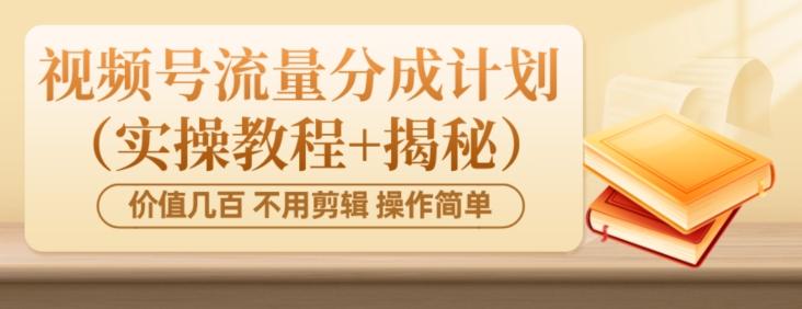 价值几百上千不用剪辑简单操作视频号流量分成计划（实操教程+揭秘）-星火轻创