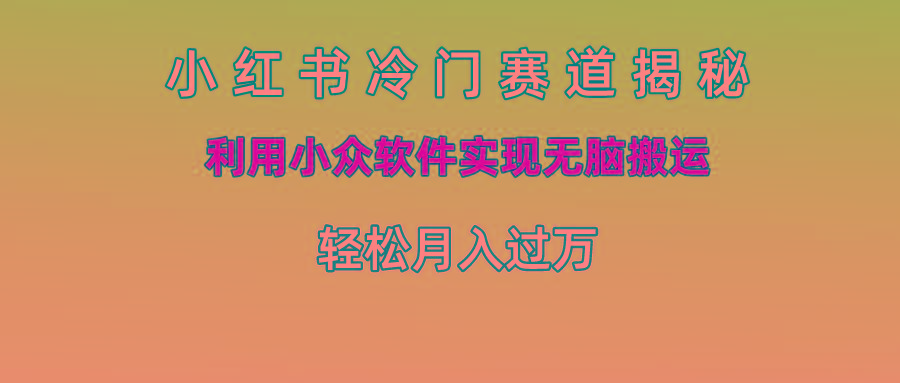 小红书冷门赛道揭秘,利用小众软件实现无脑搬运,轻松月入过万-星火轻创