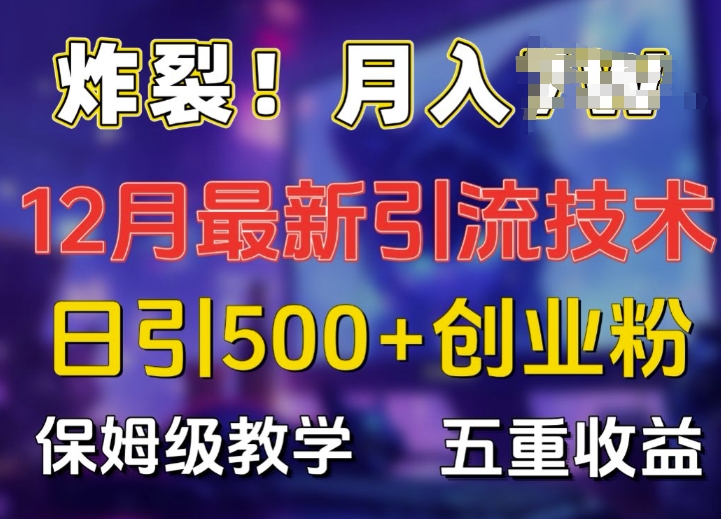 炸裂!揭秘12月最新日引流500+精准创业粉，多重收益保姆级教学-星火轻创