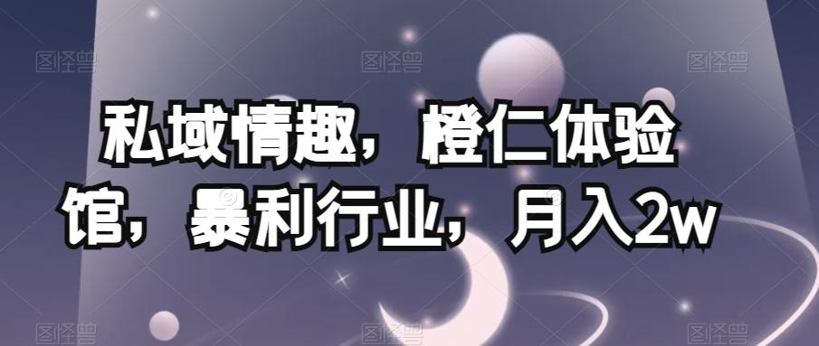 私域情趣，橙仁体验馆，暴利行业，月入2w【揭秘】-星火轻创
