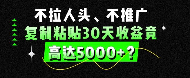 不拉人头、不推广，复制粘贴30天收益竟高达5000+？-星火轻创