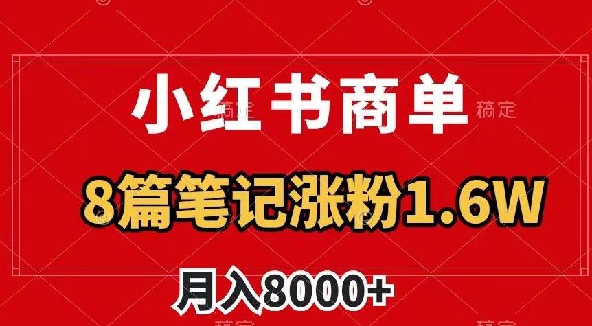 小红书商单最新玩法，8篇笔记涨粉1.6w，作品制作简单，月入8000+【揭秘】-星火轻创