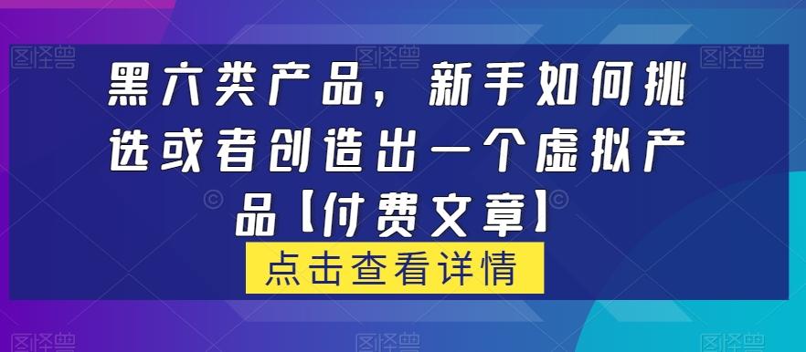 黑六类虚拟产品，新手如何挑选或者创造出一个虚拟产品【付费文章】-星火轻创