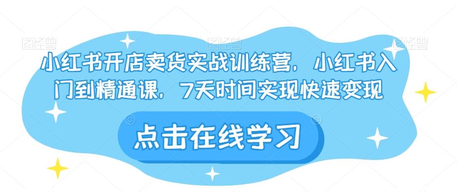 小红书开店卖货实战训练营，小红书入门到精通课，7天时间实现快速变现-星火轻创