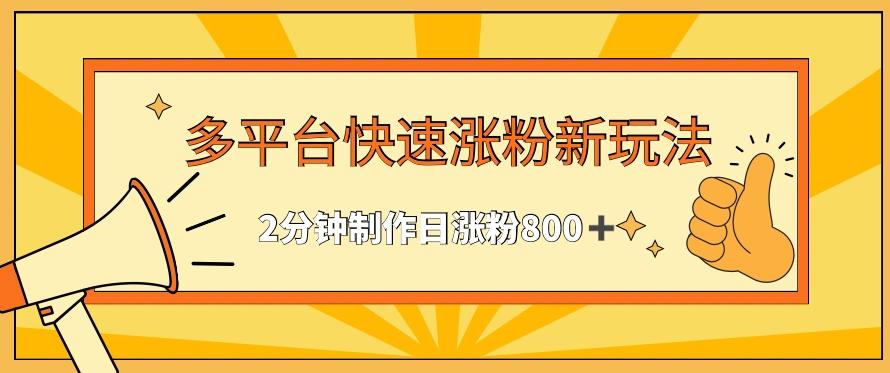 多平台快速涨粉最新玩法，2分钟制作，日涨粉800+【揭秘】-星火轻创
