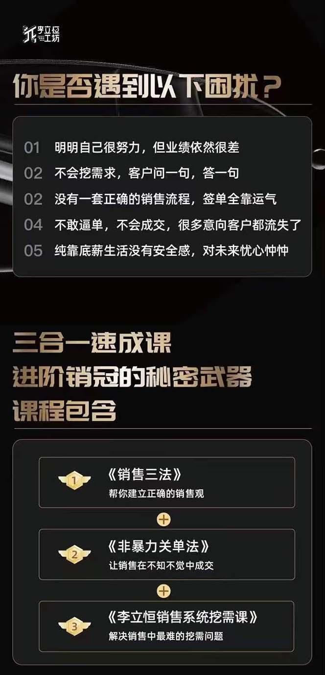 图片[1]-从小新手到销冠 三合一速成：销售3法+非暴力关单法+销售系统挖需课 (27节-星火轻创