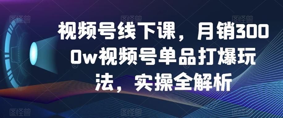 视频号线下课，月销3000w视频号单品打爆玩法，实操全解析-星火轻创