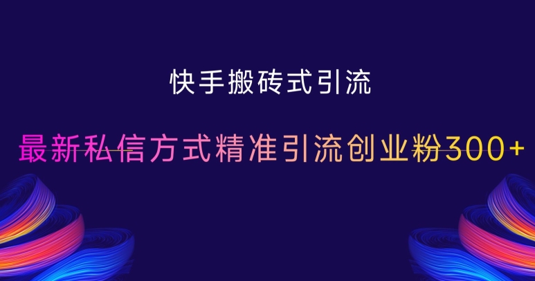 快手搬砖式引流，最新私信方式精准引流创业粉300+-星火轻创