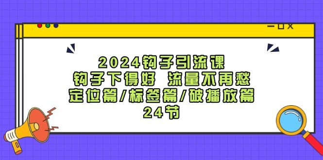 2024钩子引流课：钩子下得好流量不再愁，定位篇/标签篇/破播放篇/24节-星火轻创