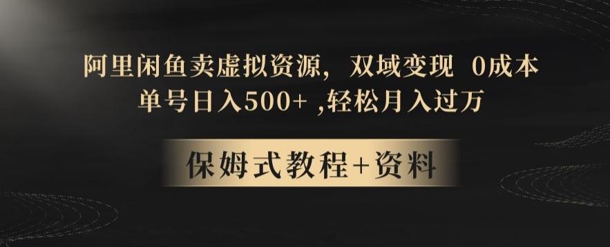 阿里闲鱼卖虚拟资源，双域变现，0成本，日入500+，轻松月入过万-星火轻创