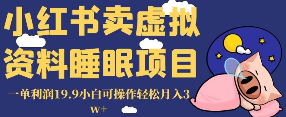 小红书卖虚拟资料睡眠项目，一单利润19.9小白可操作轻松月入3w+【揭秘】-星火轻创