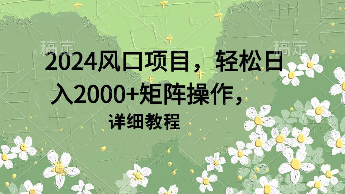 (9652期)2024风口项目，轻松日入2000+矩阵操作，详细教程-星火轻创