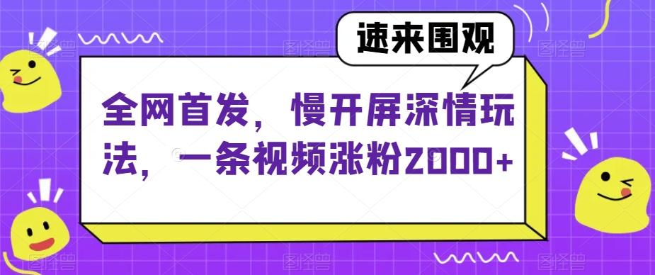 全网首发，慢开屏深情玩法，一条视频涨粉2000+【揭秘】-星火轻创
