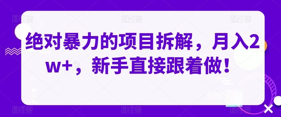 绝对暴力的项目拆解，月入2w+，新手直接跟着做！-星火轻创