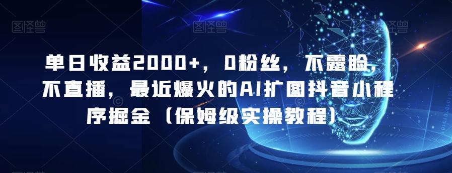 单日收益2000+，0粉丝，不露脸，不直播，最近爆火的AI扩图抖音小程序掘金（保姆级实操教程）-星火轻创