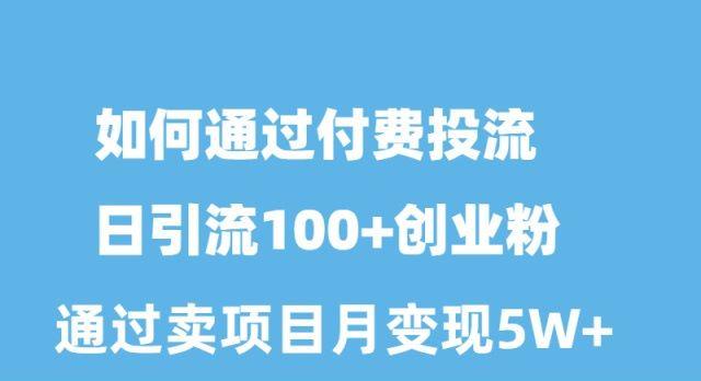 如何通过付费投流日引流100+创业粉月变现5W+-星火轻创
