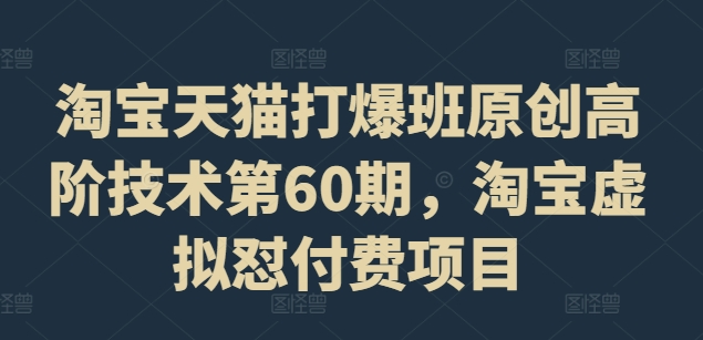 淘宝天猫打爆班原创高阶技术第60期，淘宝虚拟怼付费项目-星火轻创