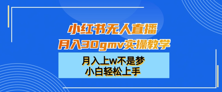 小红书无人直播月入30gmv实操教学，月入上w不是梦，小白轻松上手【揭秘】-星火轻创