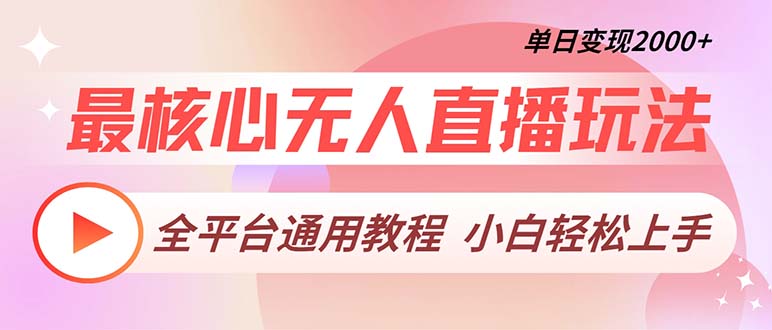 最核心无人直播玩法，全平台通用教程，单日变现2000+-星火轻创