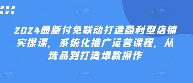 2024最新付免联动打造盈利型店铺实操课,系统化推广运营课程,从选品到打造爆款操作