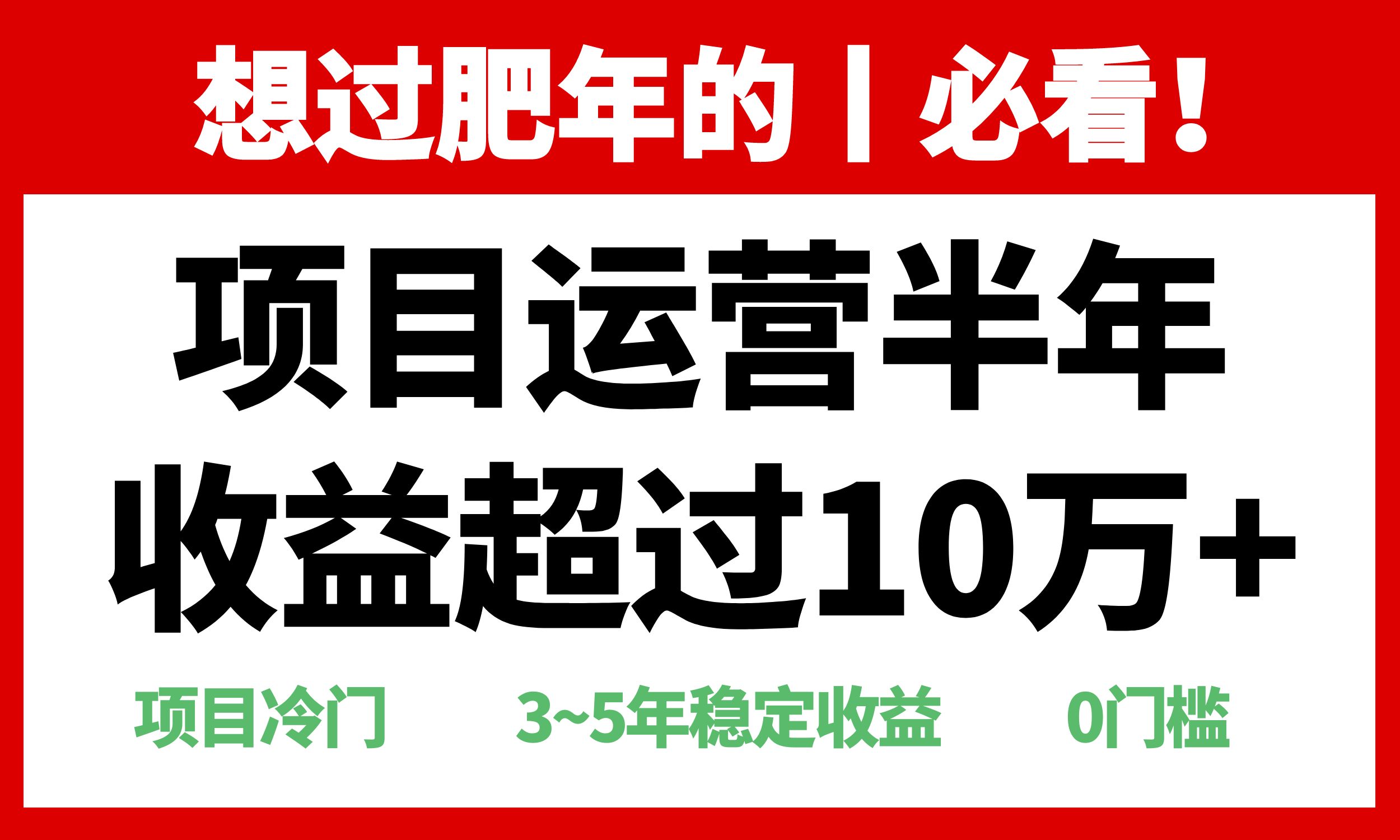 年前过肥年的必看的超冷门项目，半年收益超过10万+，-星火轻创