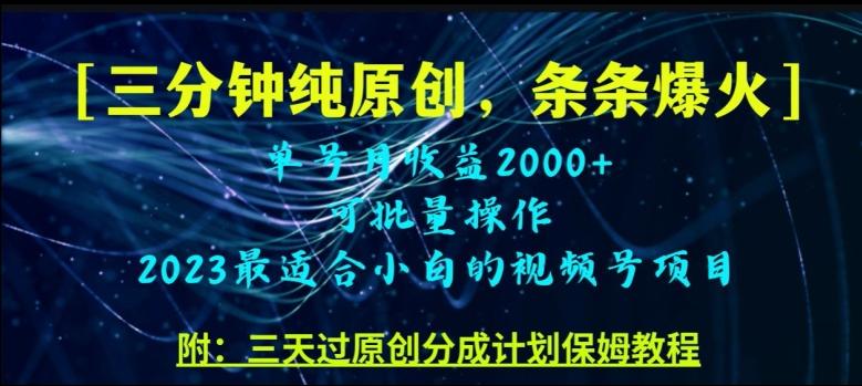 三分钟制作视频号纯原创，条条爆款，轻松月入过万【揭秘】-星火轻创