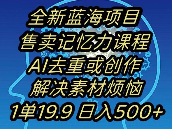 蓝海项目记忆力提升，AI去重，一单19.9日入500+【揭秘】-星火轻创