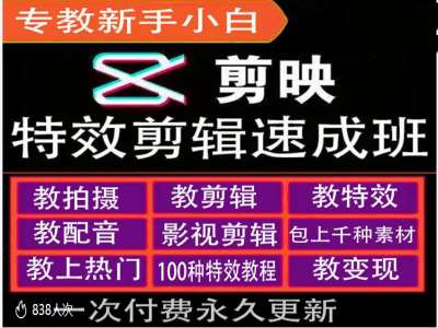 剪映特效教程和运营变现教程，特效剪辑速成班，专教新手小白-星火轻创