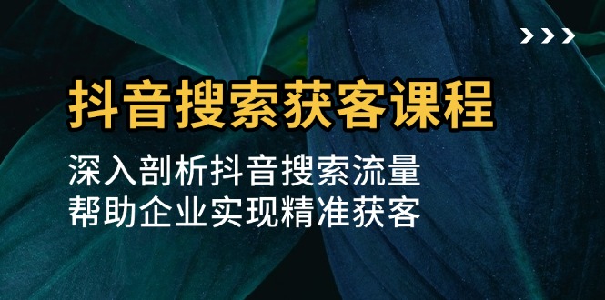 抖音搜索获客课程：深入剖析抖音搜索流量，帮助企业实现精准获客-星火轻创