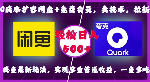 0成本扩容网盘+免费会员，卖技术，拉新，咸鱼最新玩法，实现多重管道收益，一鱼多吃，轻松日入500+-星火轻创