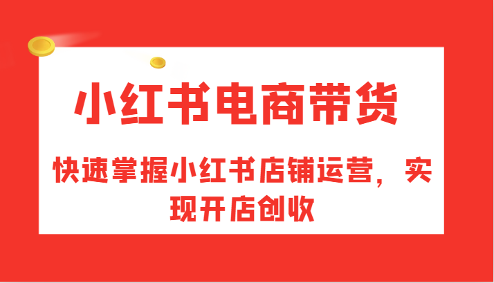 小红书电商带货，快速掌握小红书店铺运营，实现开店创收-星火轻创