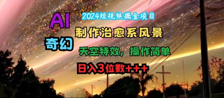 2024短视频掘金项目，AI制作治愈系风景，奇幻天空特效，操作简单，日入3位数【揭秘】-星火轻创
