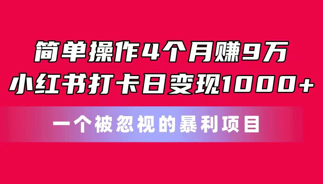 简单操作4个月赚9万！小红书打卡日变现1000+！一个被忽视的暴力项目-星火轻创