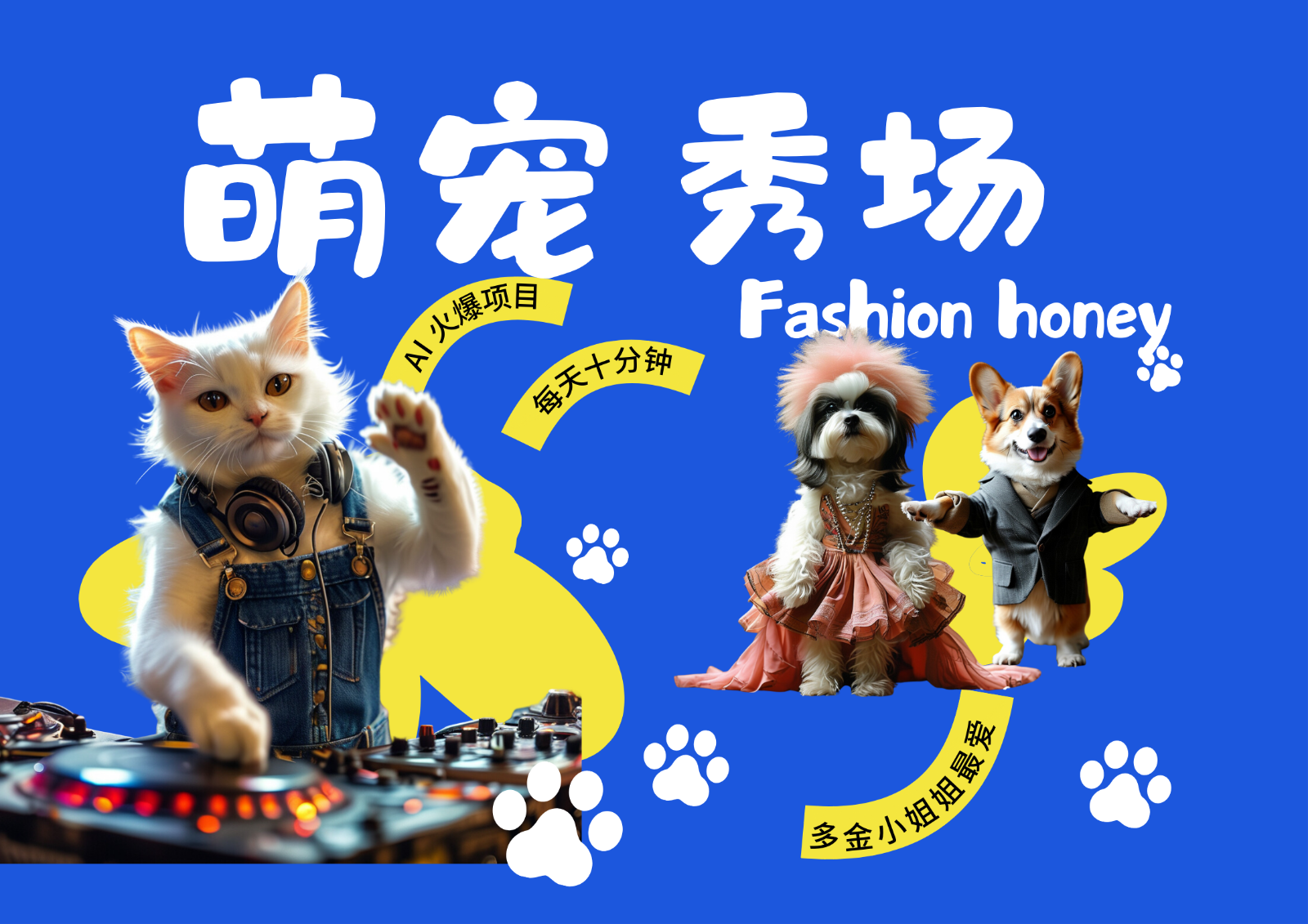 酷飒动物跳舞走秀 时尚喵FASHION汪 多金小姐姐最爱的 轻松月入破W-星火轻创