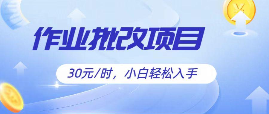 作业批改项目30元/时，简单小白轻松入手，非常适合兼职-星火轻创