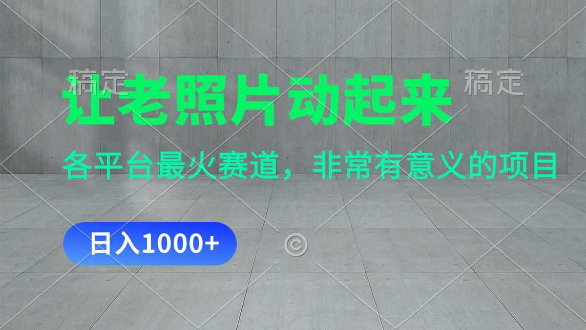 让老照片动起来，一天变现1000+，各平台最火赛道，看完就会-星火轻创