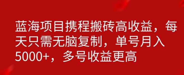 携程搬砖项目，只需每天无脑复制，月入5000+-星火轻创