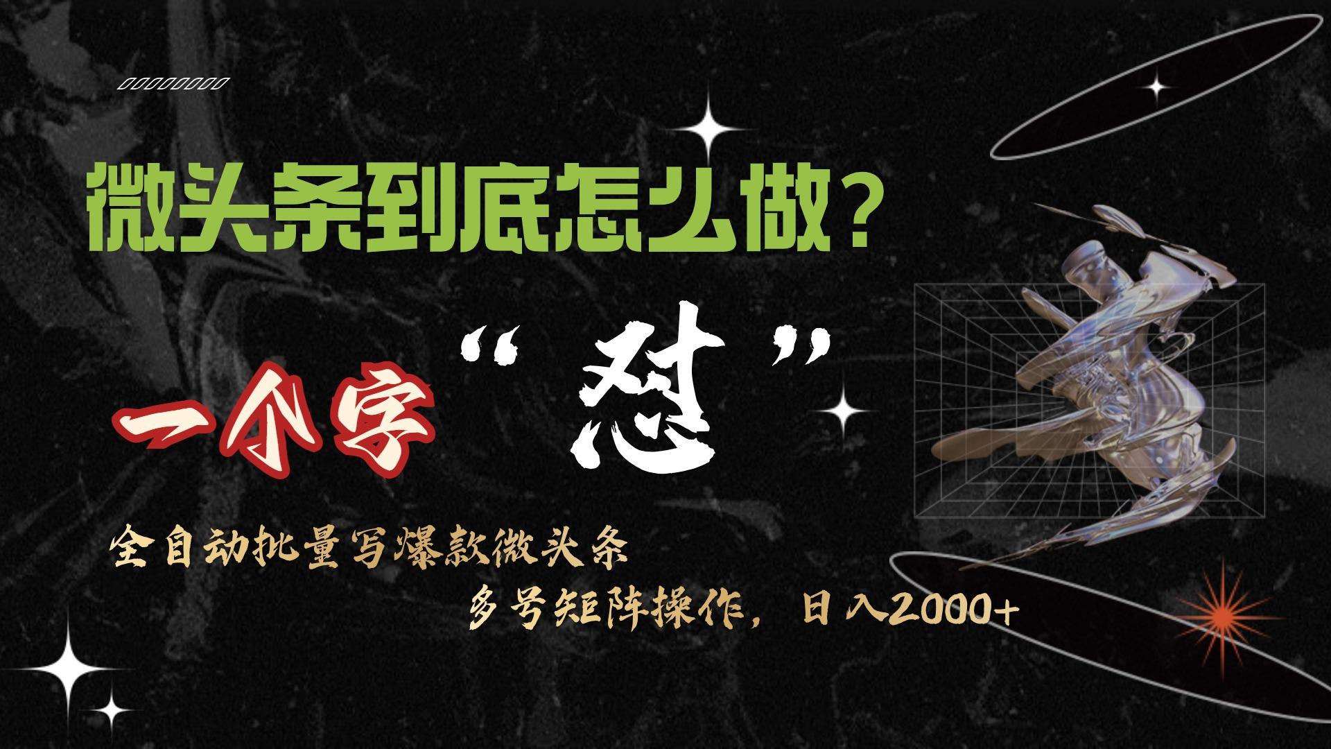 (9809期)微头条最新最强连怼操作，10分钟50条，真正解放双手，月入1w+-星火轻创