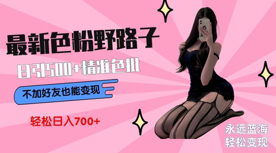 最新色粉变现野路子，日引500+老色批 可不加好友直接变现 小白轻松日入700+-星火轻创