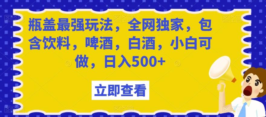 瓶盖最强玩法，全网独家，包含饮料，啤酒，白酒，小白可做，日入500+【揭秘】-星火轻创