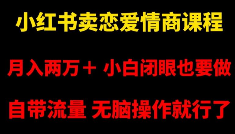 小红书卖恋爱情商课程，月入两万＋，小白闭眼也要做，自带流量，无脑操作就行了【揭秘】-星火轻创