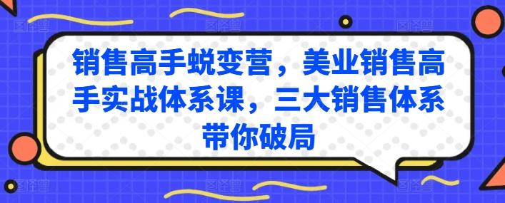 销售高手蜕变营，美业销售高手实战体系课，三大销售体系带你破局-星火轻创