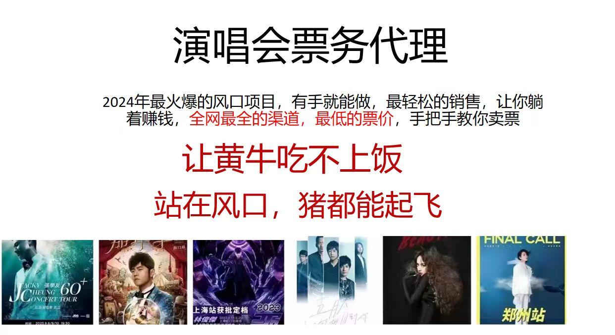 2024演唱会低价票务代理，全网最低的票价，手把手教你卖票，日入2000+-星火轻创