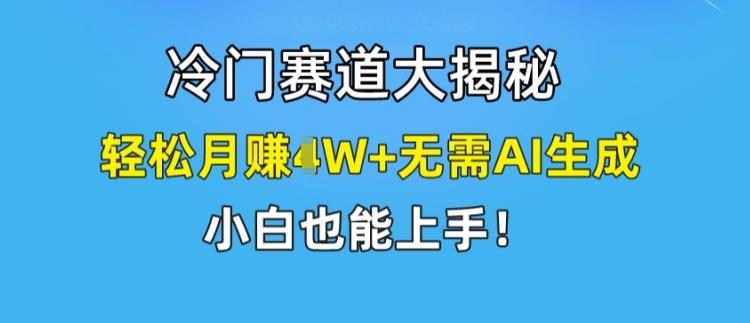 冷门赛道大揭秘，轻松月赚1W+无需AI生成，小白也能上手【揭秘】-星火轻创