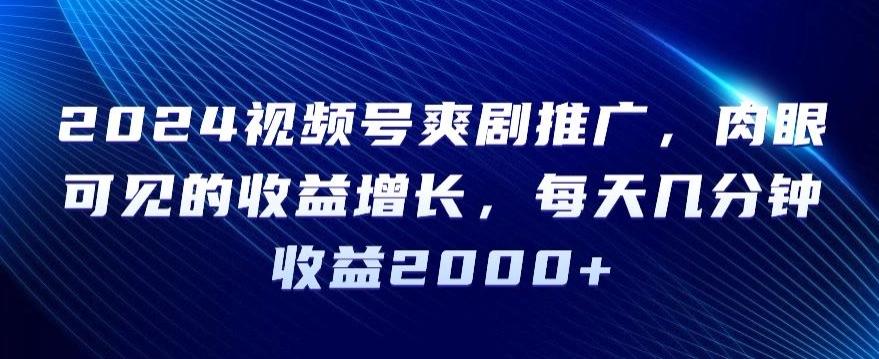 2024视频号爽剧推广，肉眼可见的收益增长，每天几分钟收益2000+【揭秘】-星火轻创