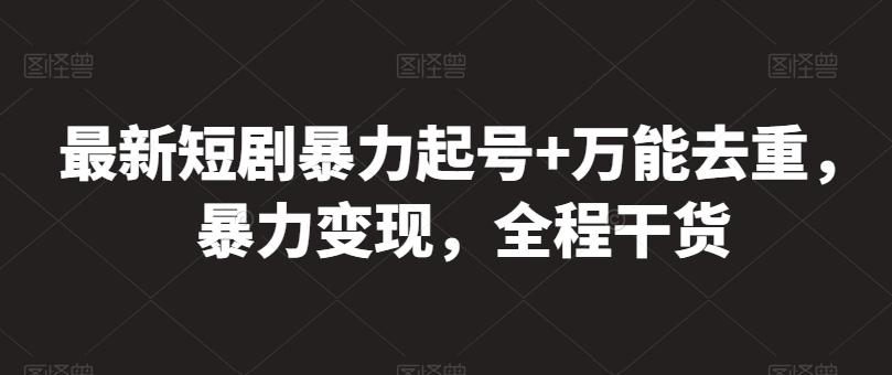 最新短剧暴力起号+万能去重，暴力变现，全程干货【揭秘】-星火轻创