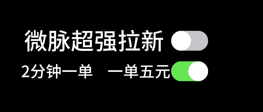 微脉超强拉新， 两分钟1单， 一单利润5块，适合小白-星火轻创