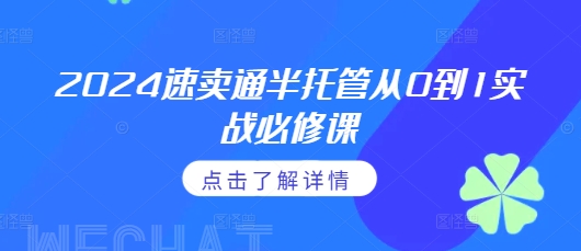 2024速卖通半托管从0到1实战必修课，掌握通投广告打法、熟悉速卖通半托管的政策细节-星火轻创